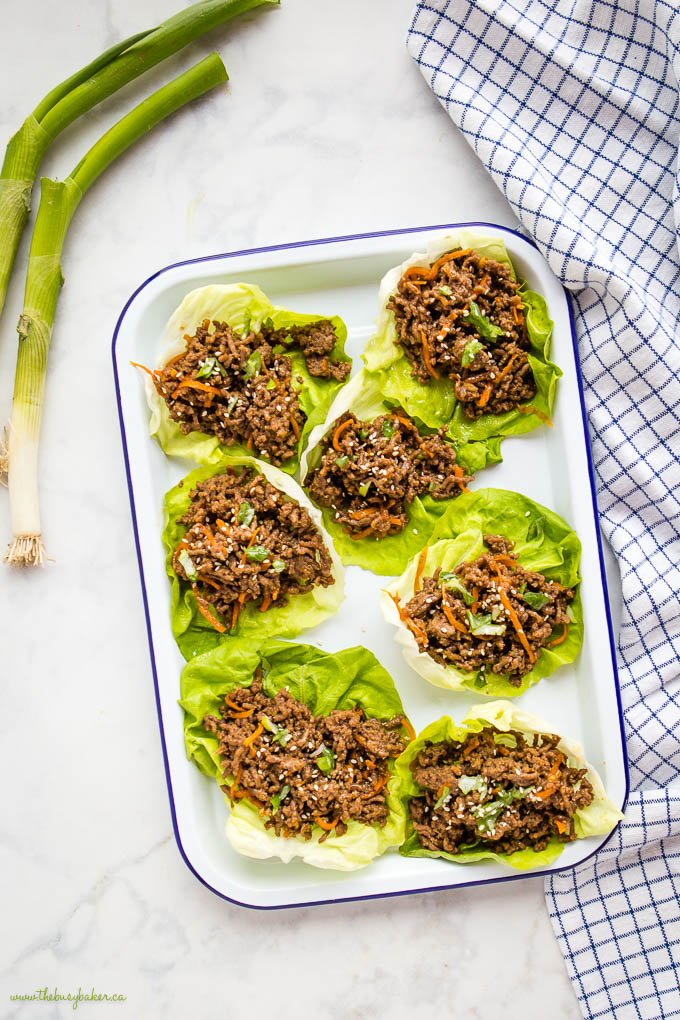 platter of korean beef lettuce wraps