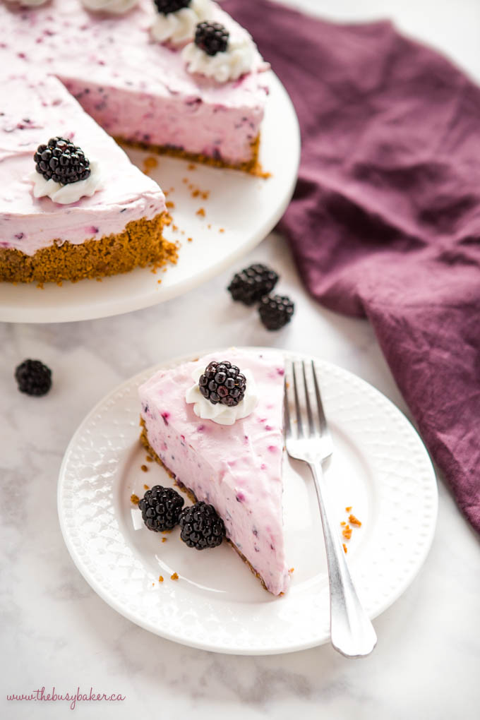 slice of blackberry cheesecake