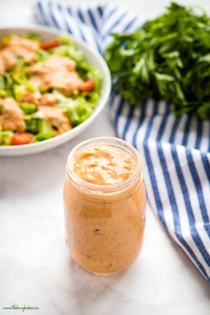 mason jar of Thousand Island Dressing