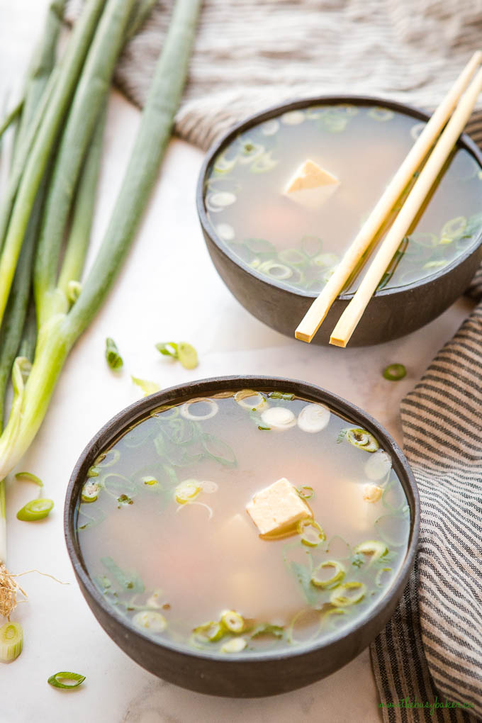 miso soup with tofu and scallions