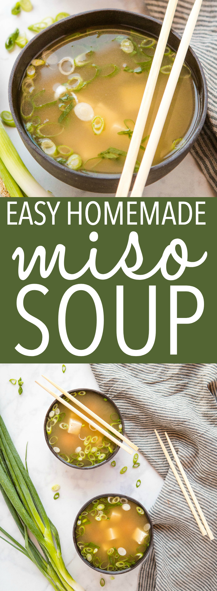 This Vegan Miso Soup is quick and easy to make, makes a great lunch and is a delicious addition to any Asian-style meal. Recipe from thebusybaker.ca! #veganmisosoup #misosoup #homemademisosoup #japanese #asian #soup #homemade #easy #recipe via @busybakerblog