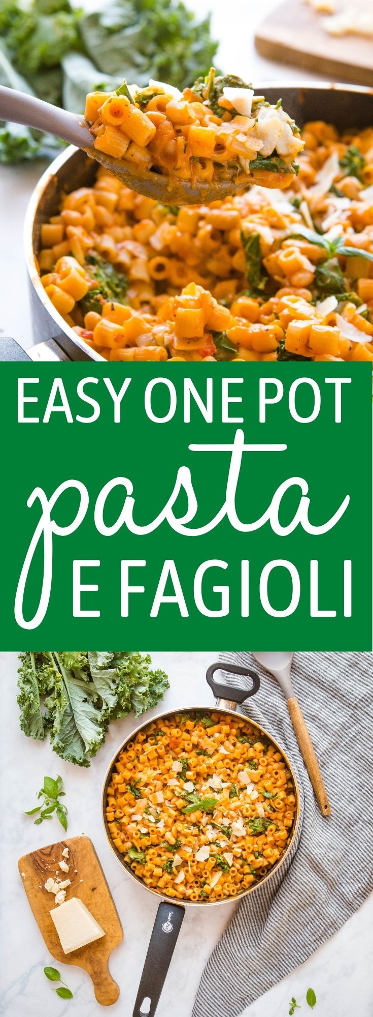 This One Pan Pasta with Beans is the perfect vegetarian easy weeknight meal made with basic pantry ingredients - plant-based and on the table in 25 minutes or less! Recipe from thebusybaker.ca! #pastaefagioli #italian #onepotpasta #onepan #weeknightmeal #easymeal #vegetarian via @busybakerblog