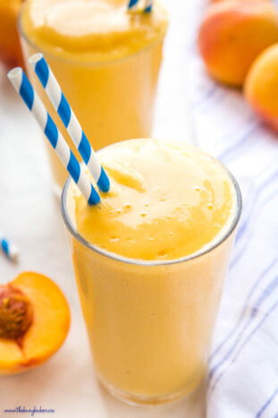 Peach Mango Smoothie {healthy & dairy-free} - The Busy Baker