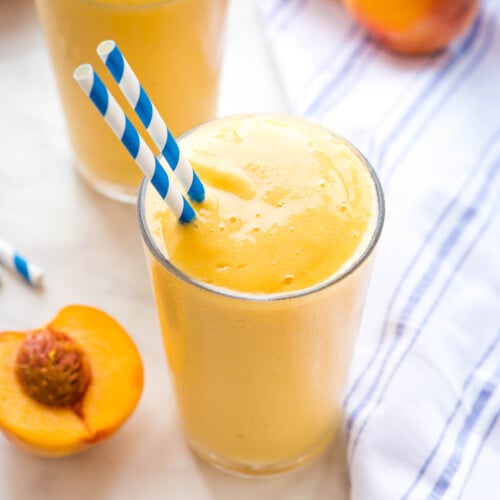 Peach Mango Smoothie {healthy & dairy-free} - The Busy Baker