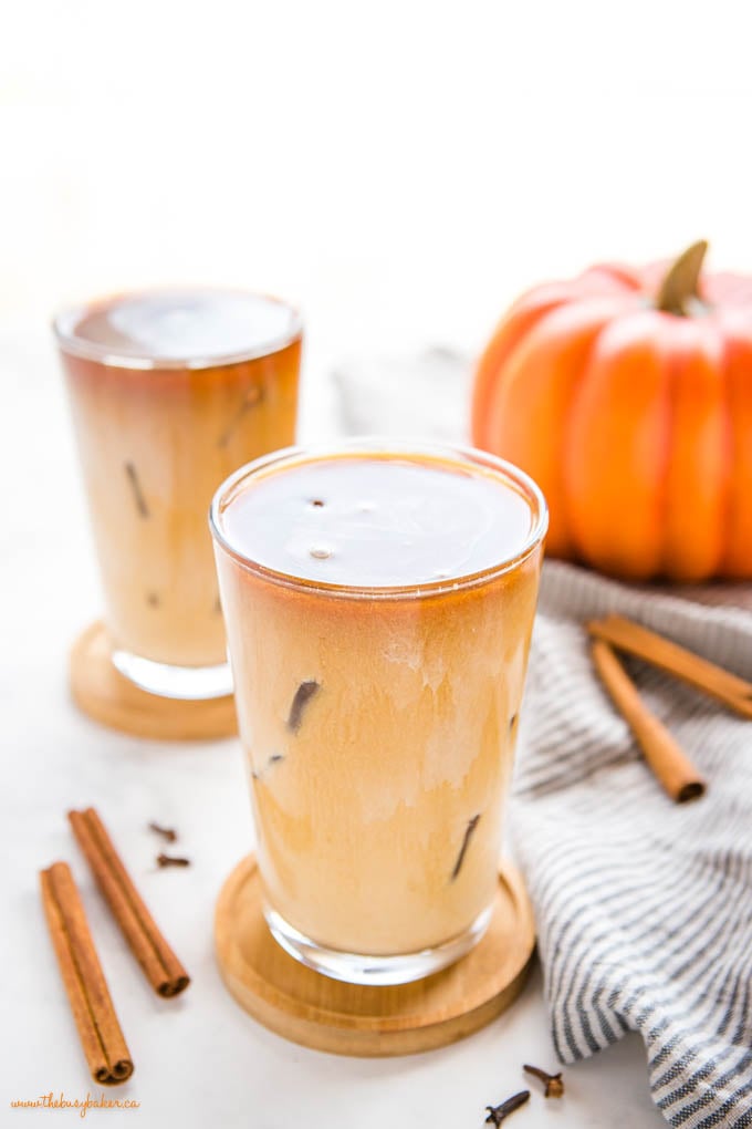 Pumpkin Spice Iced Latte {Starbucks Copycat} - The Busy Baker