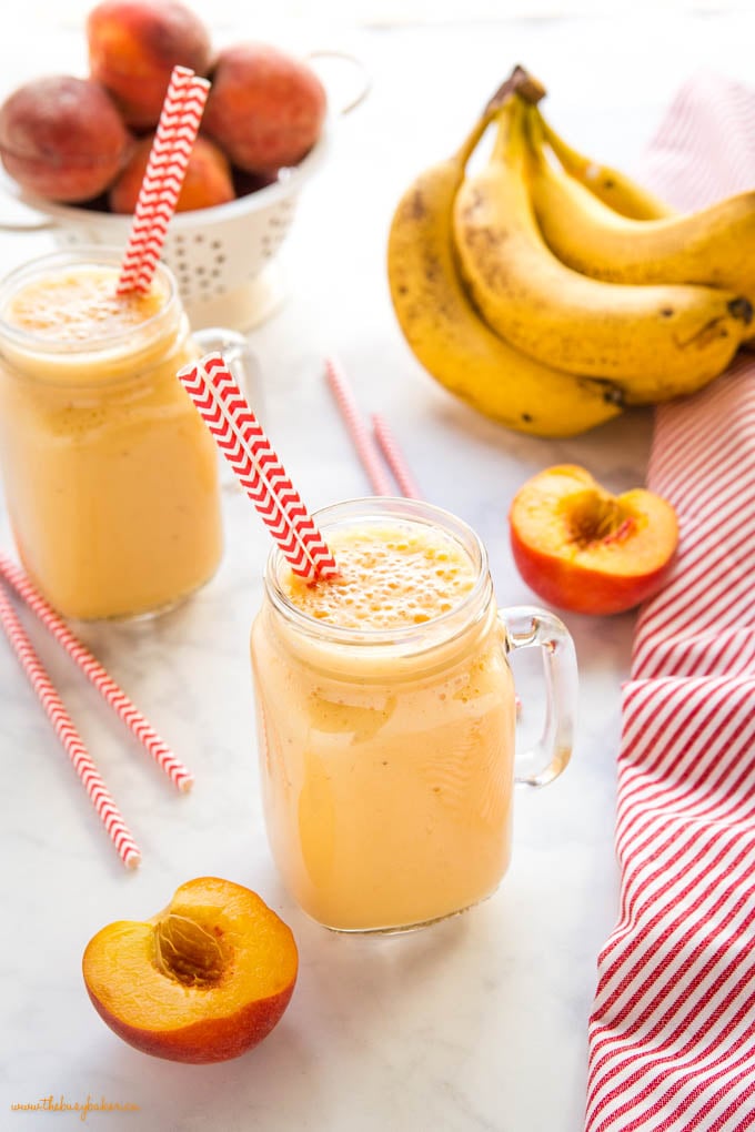 fresh peach smoothie with bananas