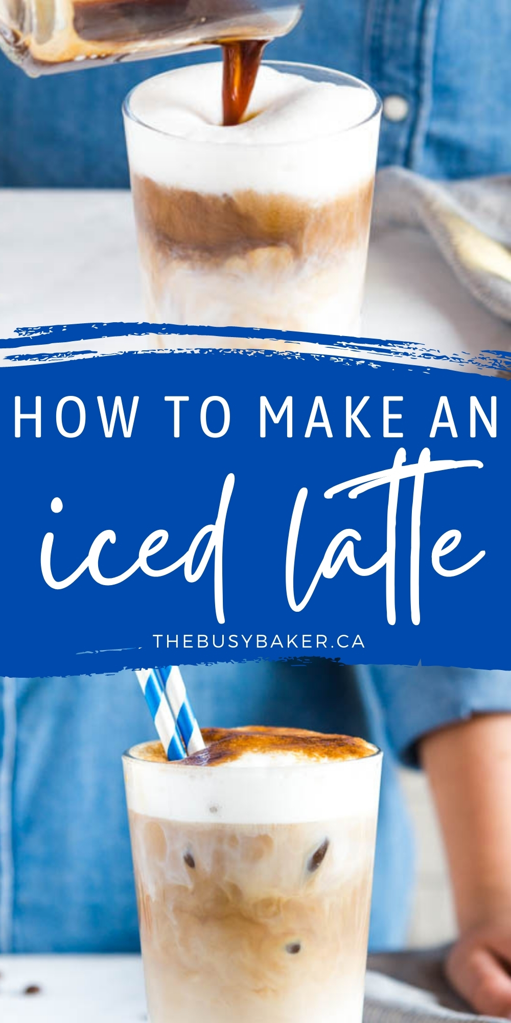 This How to Make an Iced Latte tutorial is the easiest way to make your favourite coffee shop drink at home with simple ingredients! How to make an iced latte with dairy-free, sugar-free options, and more! Recipe from thebusybaker.ca! #icedlatte #howtomakeanicedlatte #starbucks #coffee #tutorial via @busybakerblog