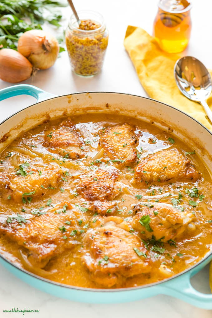 roast chicken thighs in honey mustard sauce