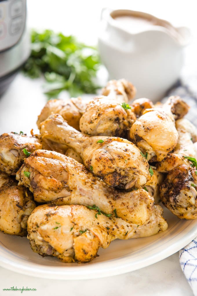 chicken drumsticks on a platter