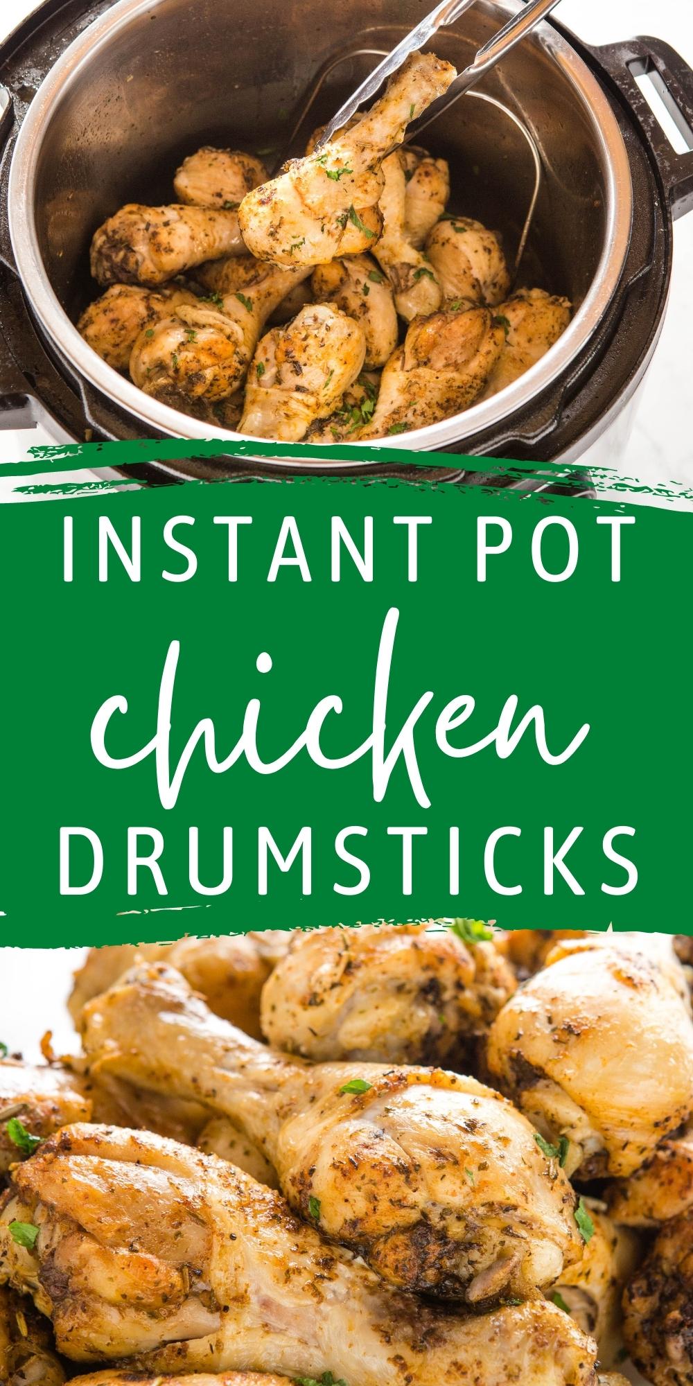 These Instant Pot Chicken Drumsticks are the perfect easy main dish that's on the table in under 30 minutes! Juicy roast chicken drumsticks with browned skin and velvety gravy  - no oven or stovetop required! Recipe from thebusybaker.ca! #instantpotchicken #drumsticks #roastchicken #gravy #easymeal #instantpotdinner #mealtime #familymeal via @busybakerblog