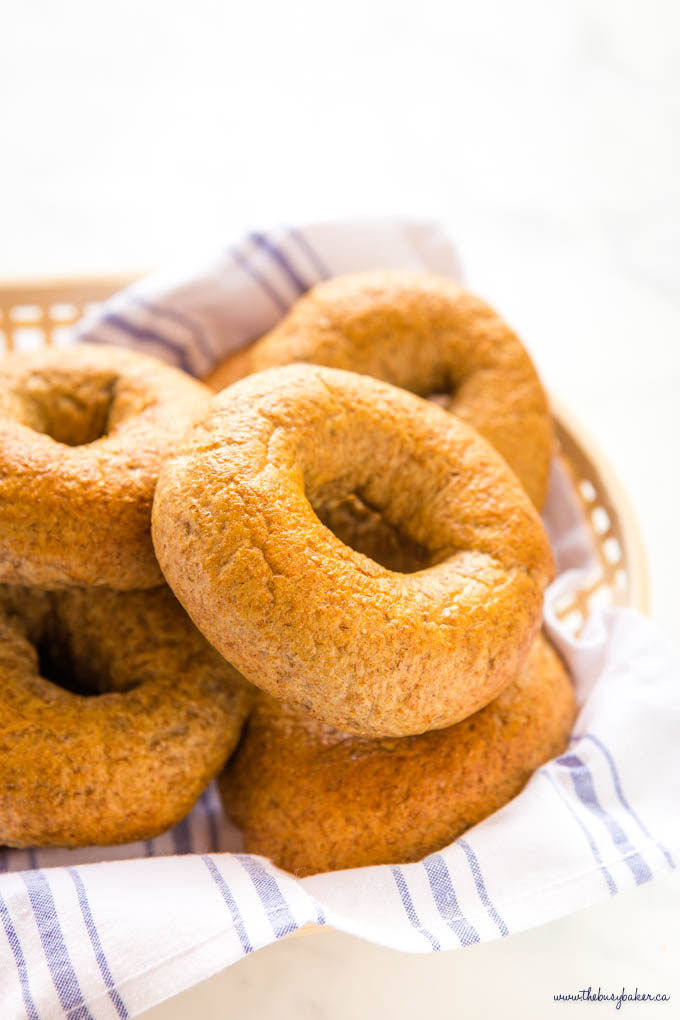 basket of whole wheat bagels