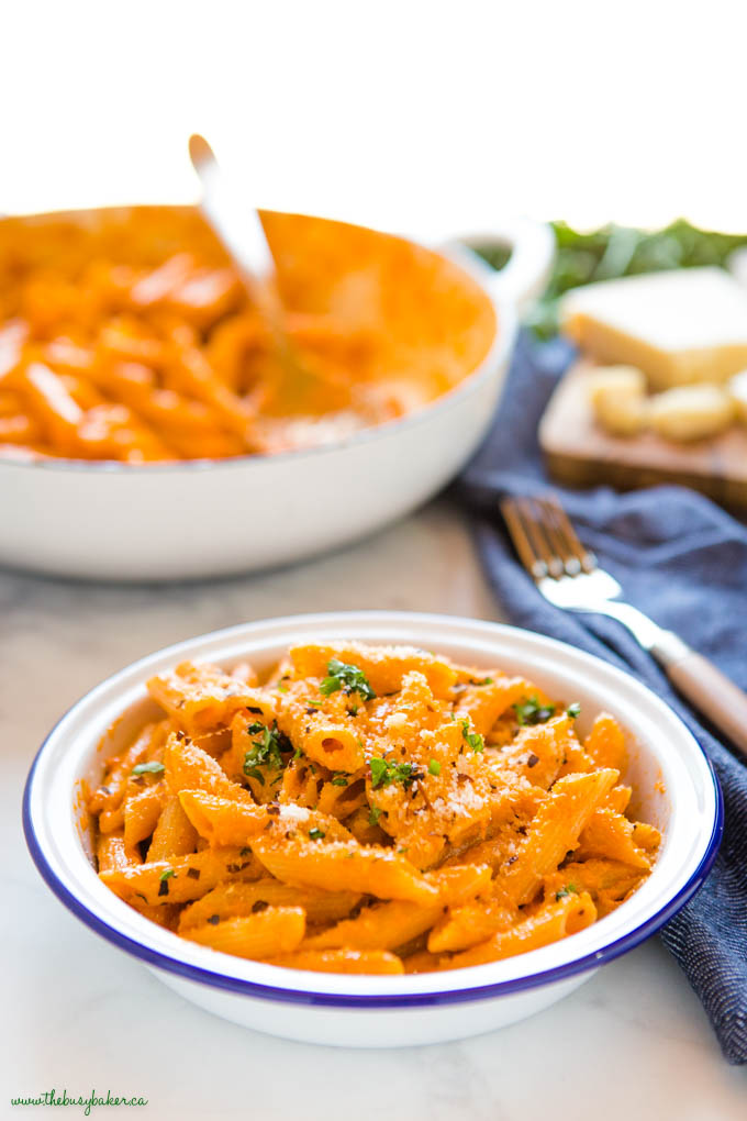 bowl of penne with vodka sauce