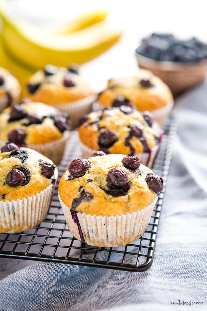 banana muffin with blueberries