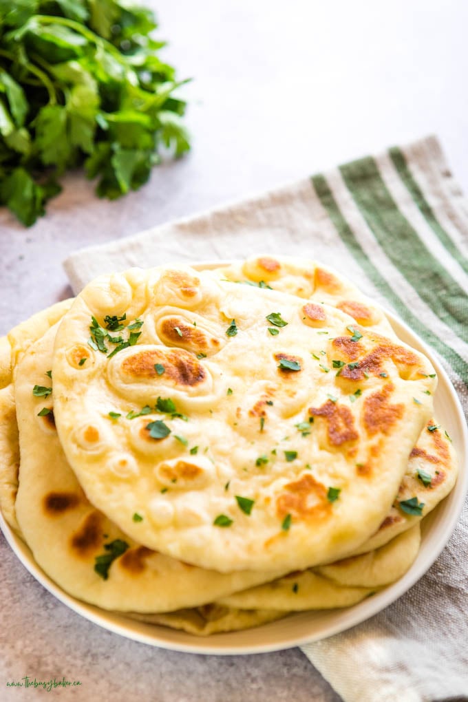 naan bread on white plate