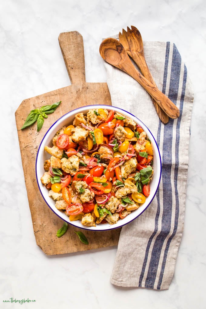 overhead image: Panzanella Salad