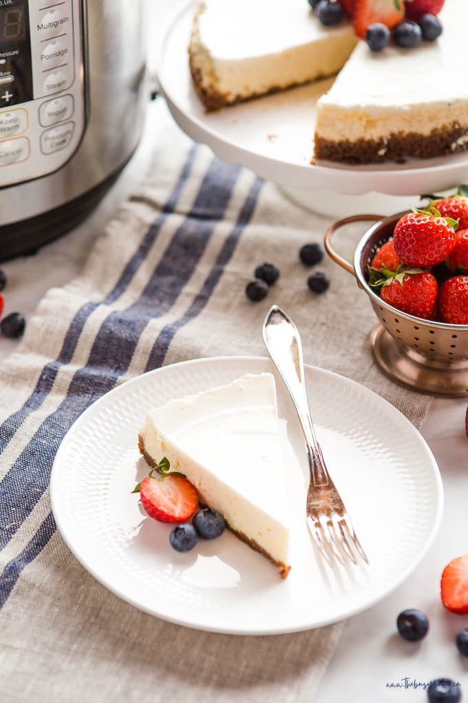 slice of cheesecake with instant pot