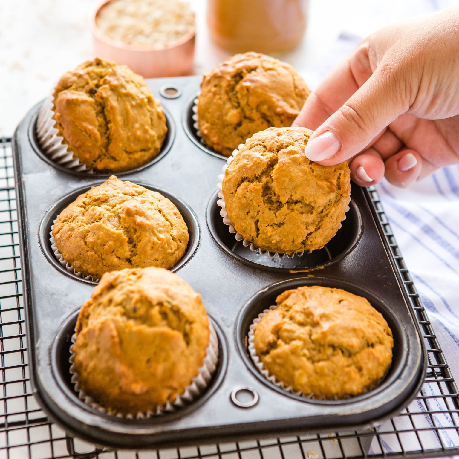 Peanut Butter Banana Oat Muffins - The Busy Baker