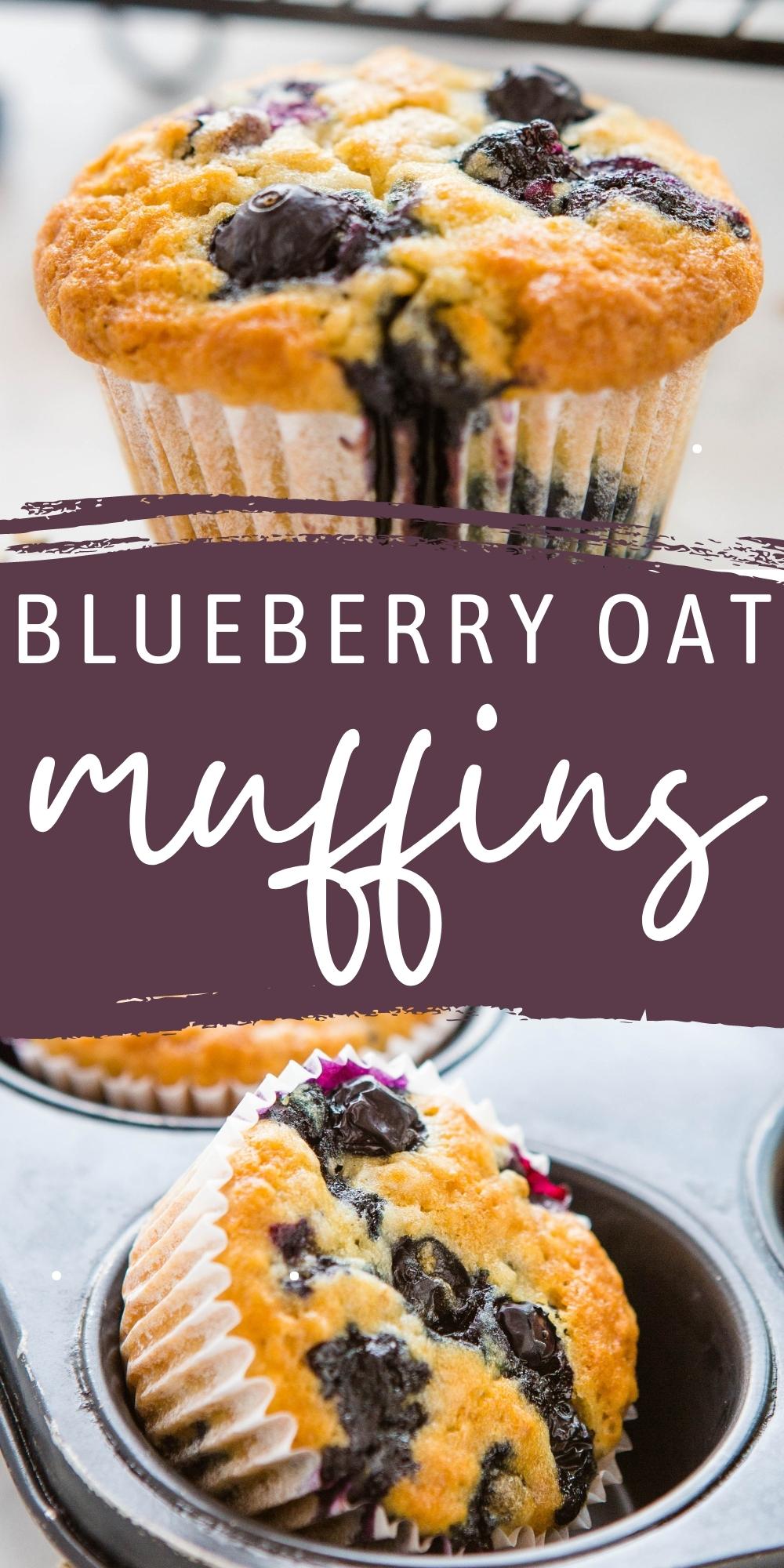 These Blueberry Oat Muffins are the perfect sweet snack or breakfast made with whole grain oats and delicious fresh blueberries - moist and tender! Recipe from thebusybaker.ca! #blueberryoatmuffins #homemademuffins #oatmealmuffins #blueberrymuffins via @busybakerblog