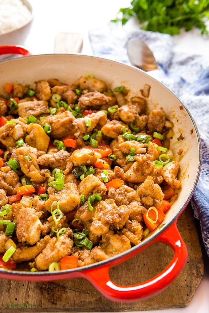 pan of crispy salt and pepper chicken