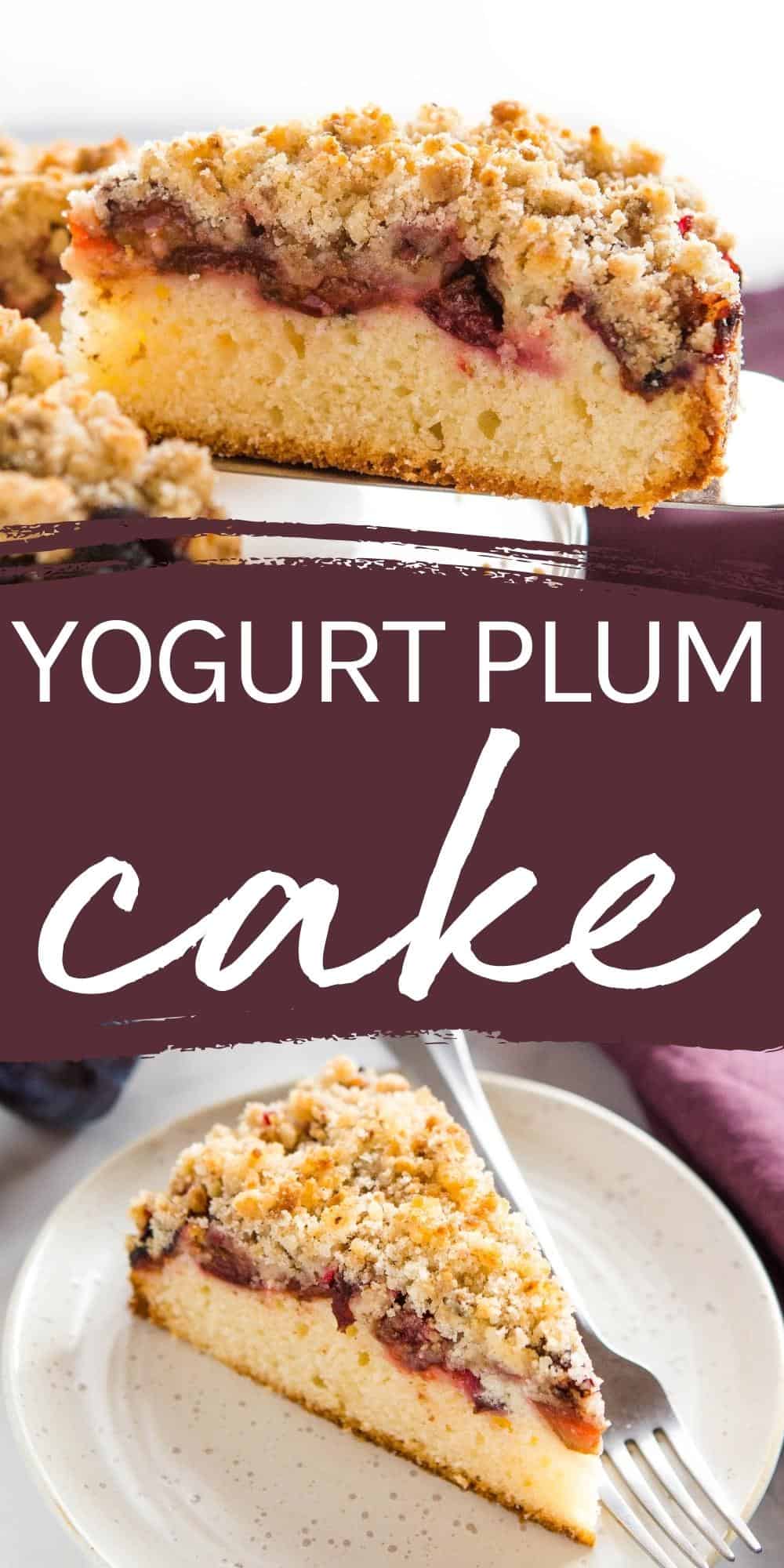 This Yogurt Plum Cake is the perfect easy fall and winter dessert with a simple & tender cake base, fresh plums, and a delicious streusel topping. Recipe from thebusybaker.ca! #plumcake #yogurtplumcake #streuselcake #wintercake via @busybakerblog