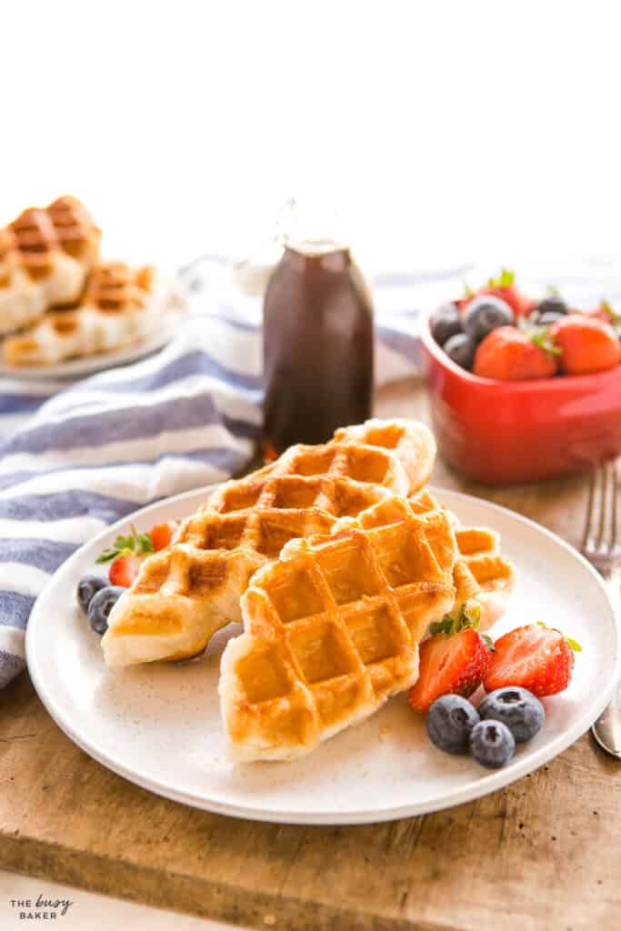 croissant waffles on plate with berries