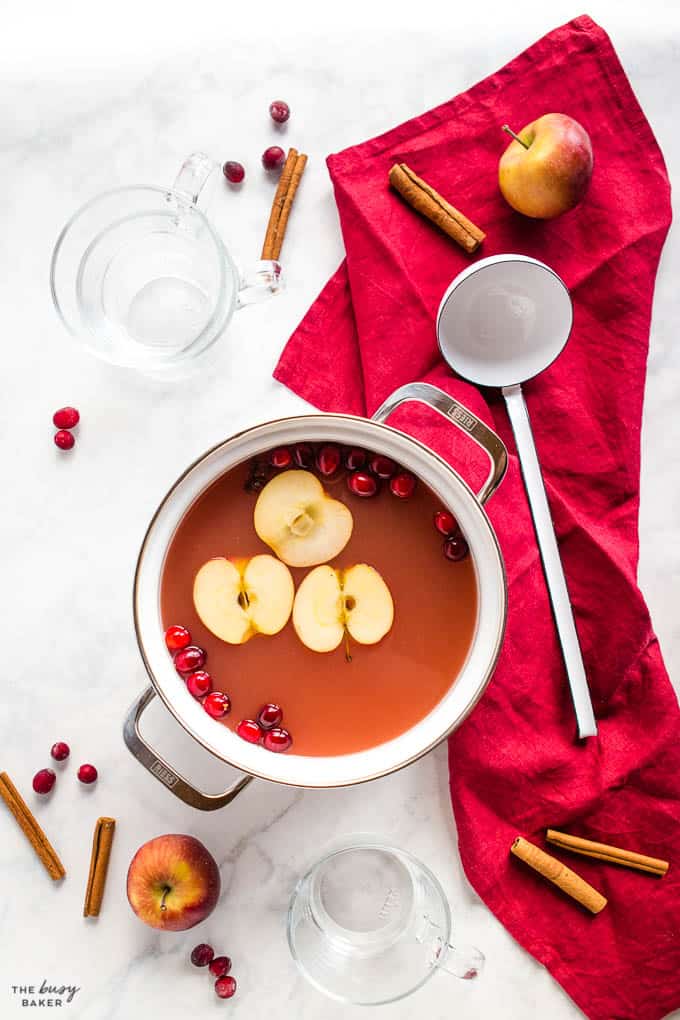 overhead image: kinderpunsch in white pot