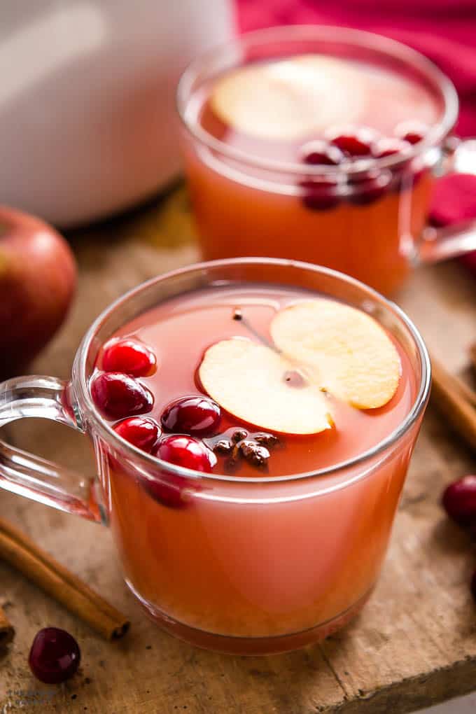 closeup image: german kids christmas punch in glass mug