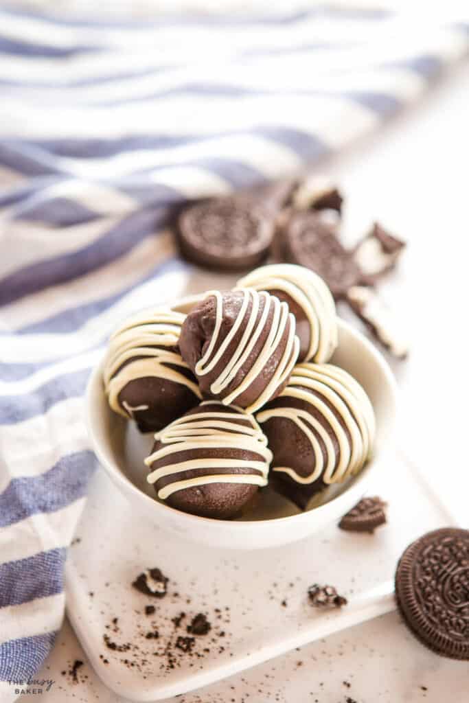 bowl of chocolate Oreo bites