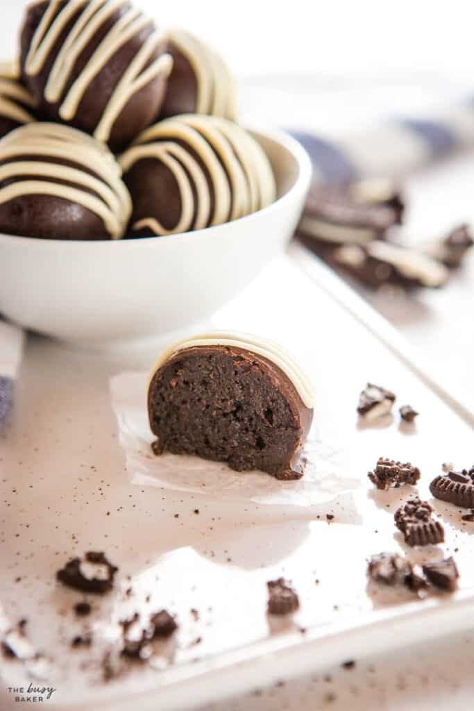 gooey inside of an Oreo cheesecake bite