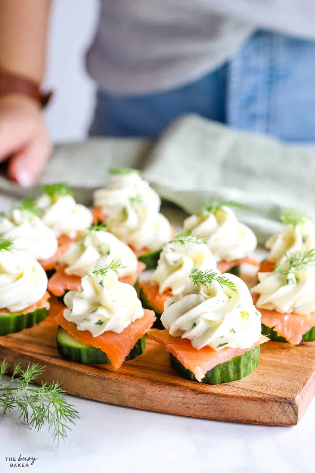 Cucumber Appetizers With Smoked Salmon - The Busy Baker