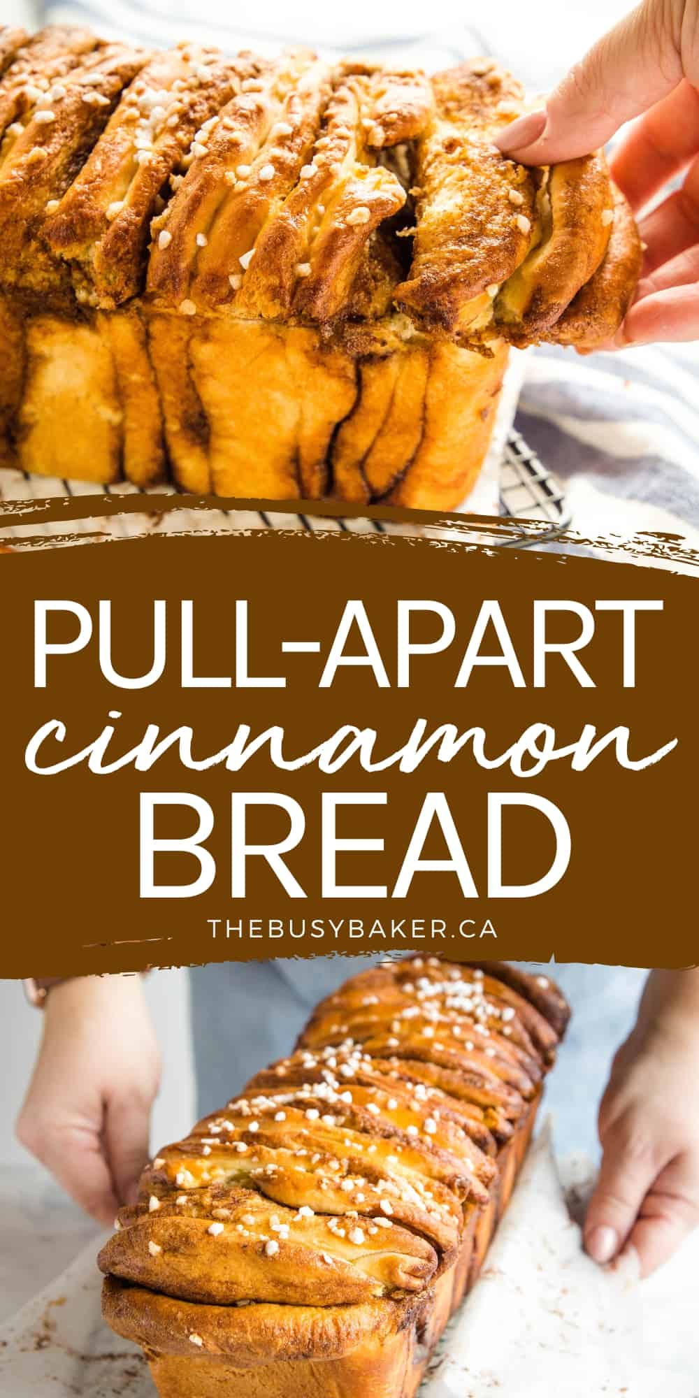 This Cinnamon Sugar Pull Apart Bread is the perfect sweet bread made from layers of soft, sweet dough with a buttery cinnamon filling! Recipe from thebusybaker.ca! #pullapartbread #cinnamonbread #dessert #treat #homemade #baking via @busybakerblog