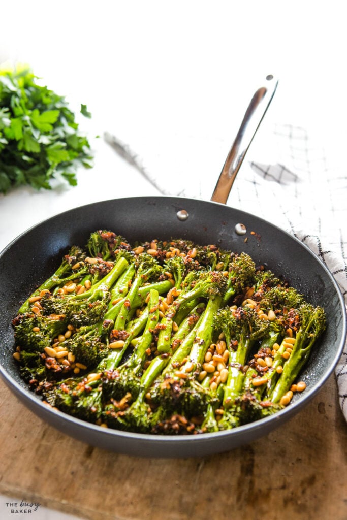 pan with roasted broccolini