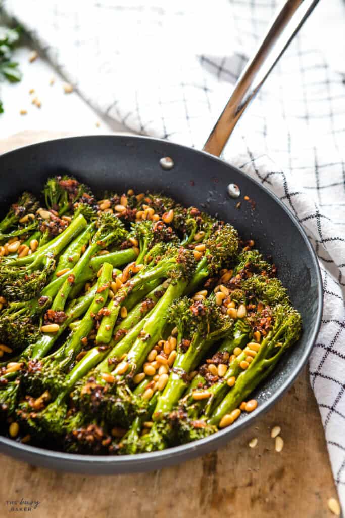 roasted broccolini with pine nuts