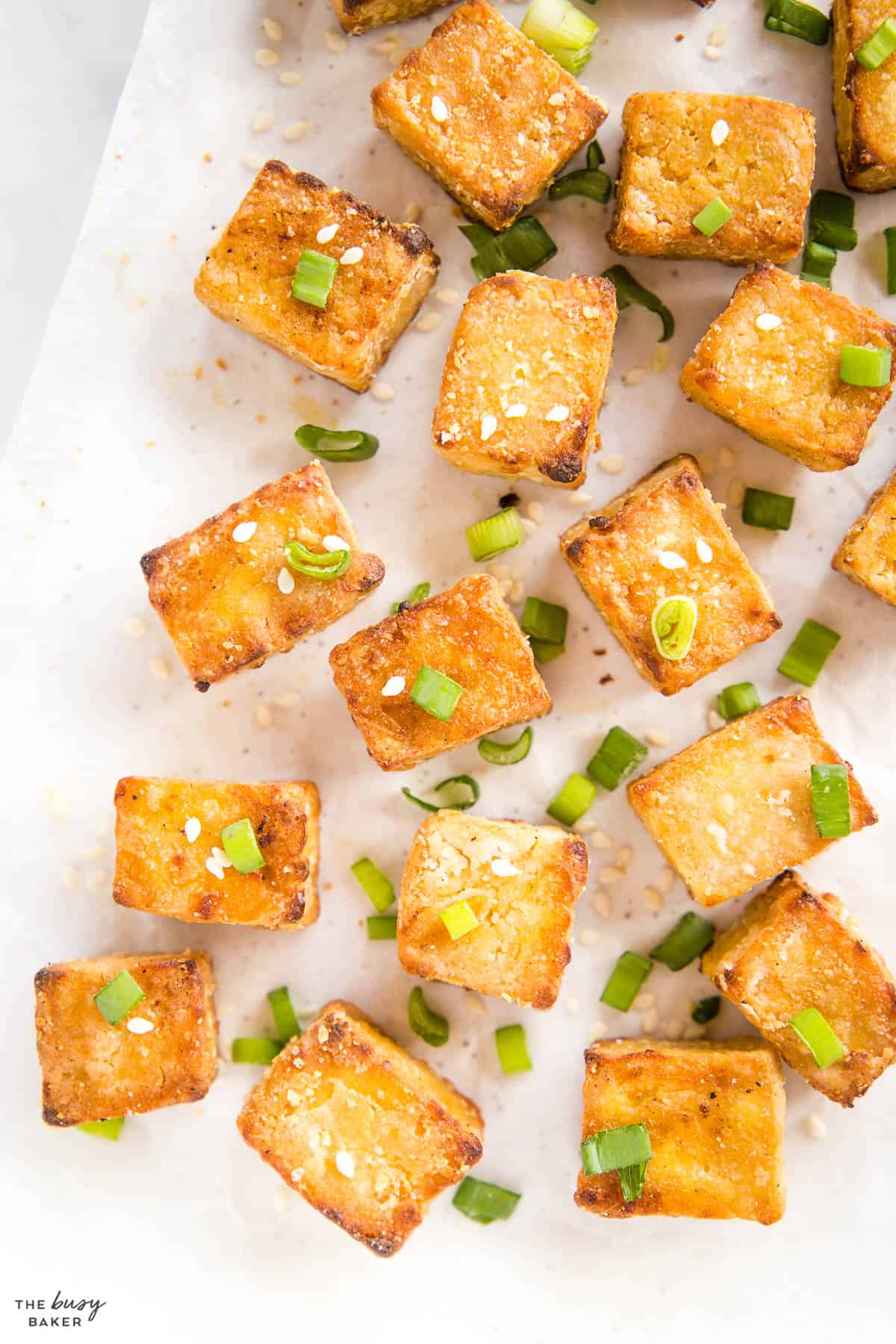 overhead image: crispy tofu