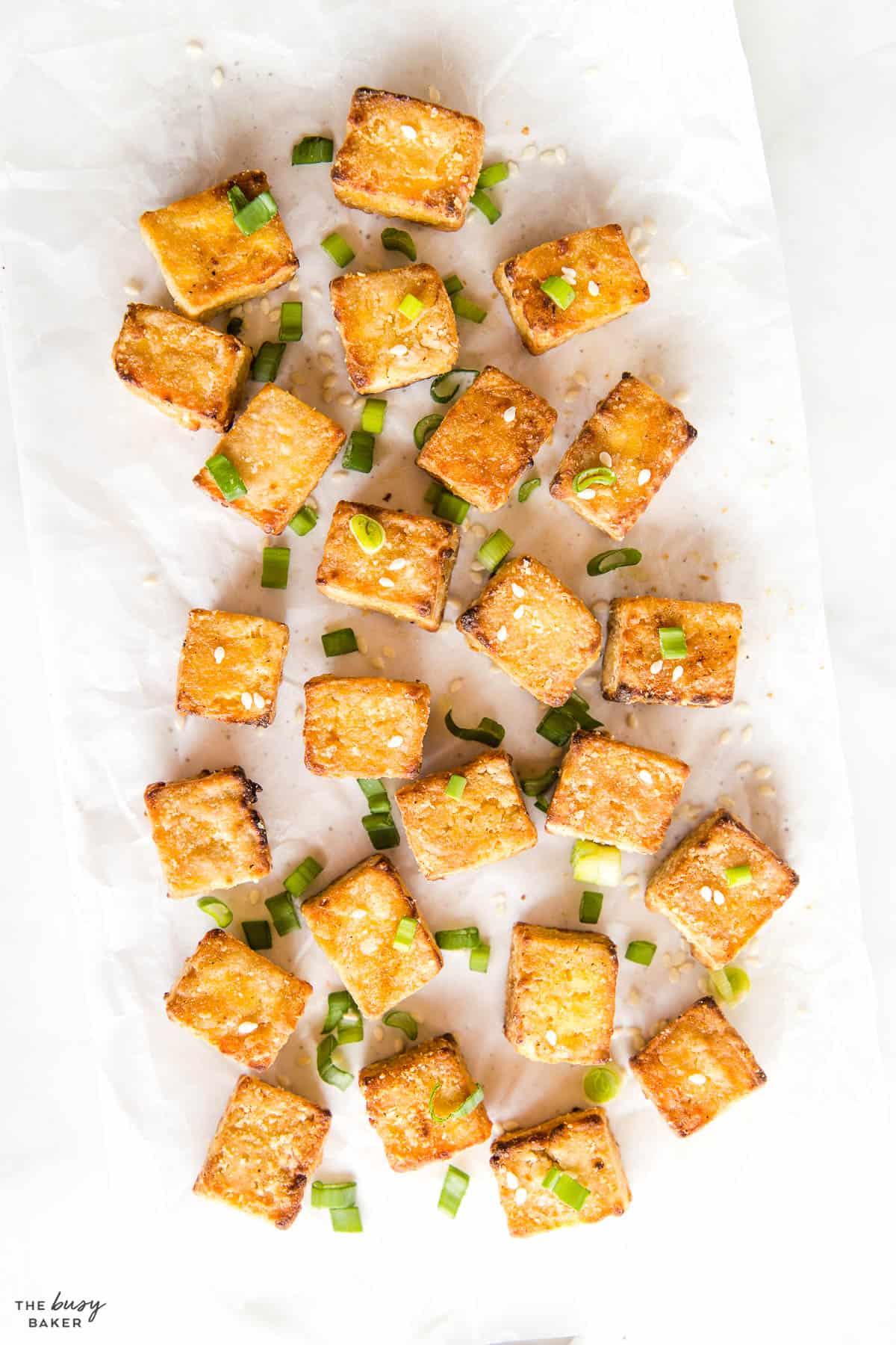 golden brown crispy tofu bites