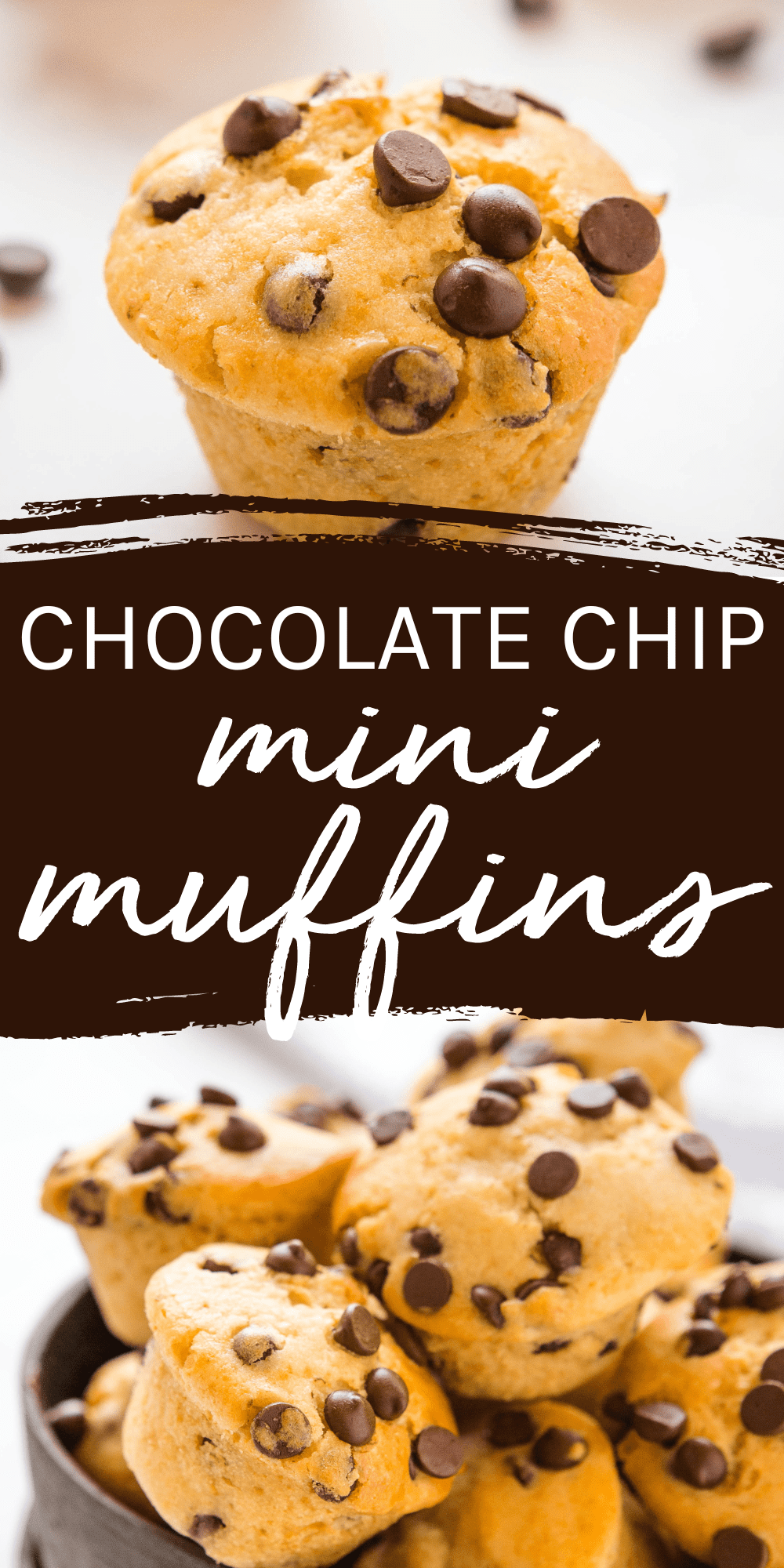 These Chocolate Chip Mini Muffins are the perfect two-bite sweet treat - soft and tender on the inside, perfectly caramelized on the outside and packed with melty chocolate chips. Recipe from thebusybaker.ca! #chocolatechipmuffins #minimuffins #minimuffinsrecipe #howtomakeminimuffins #chocolatechips #sweet #treat #muffinstutorial #bakingtutorial #bakingtips via @busybakerblog