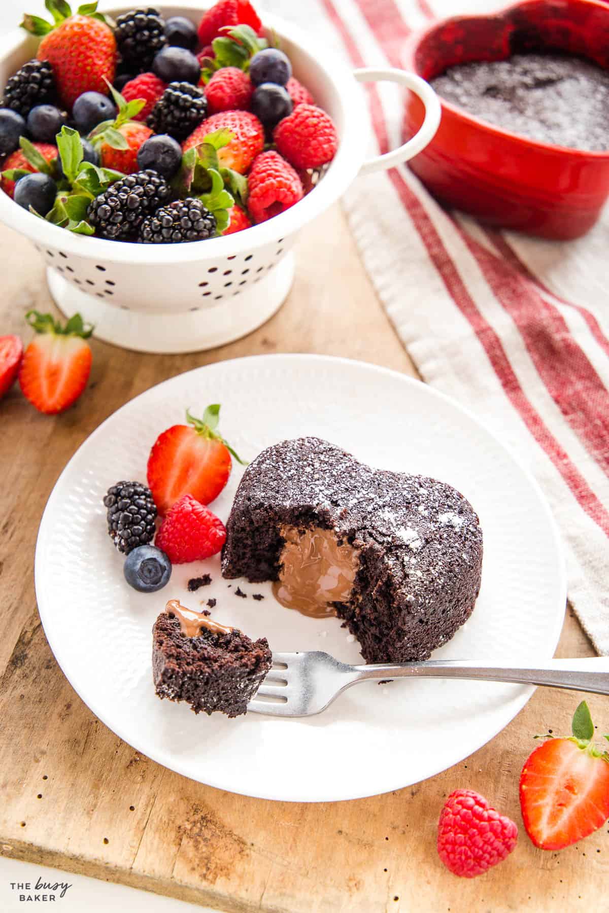 heart shaped chocolate lava cake with chocolate center