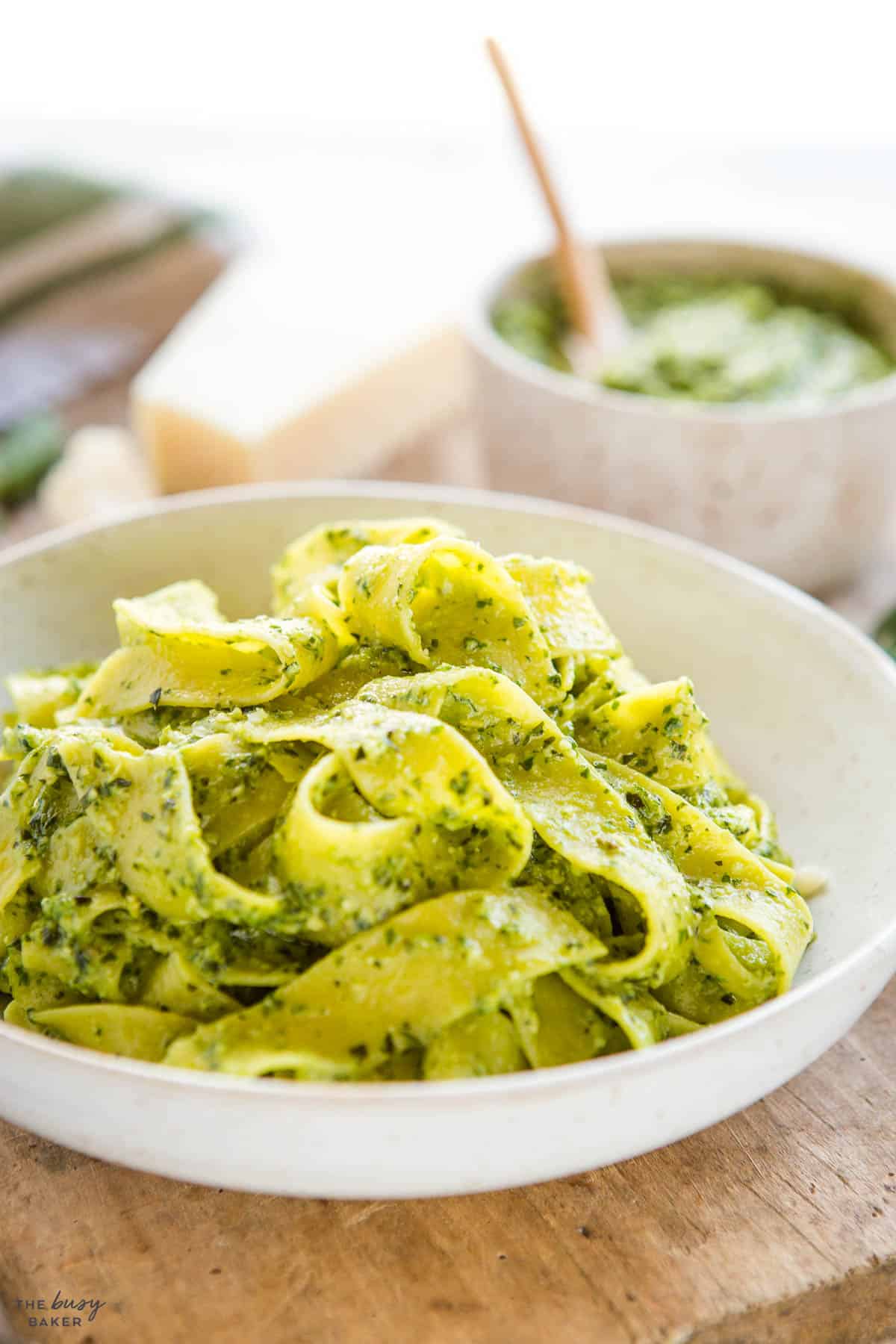 fresh pasta with green sauce