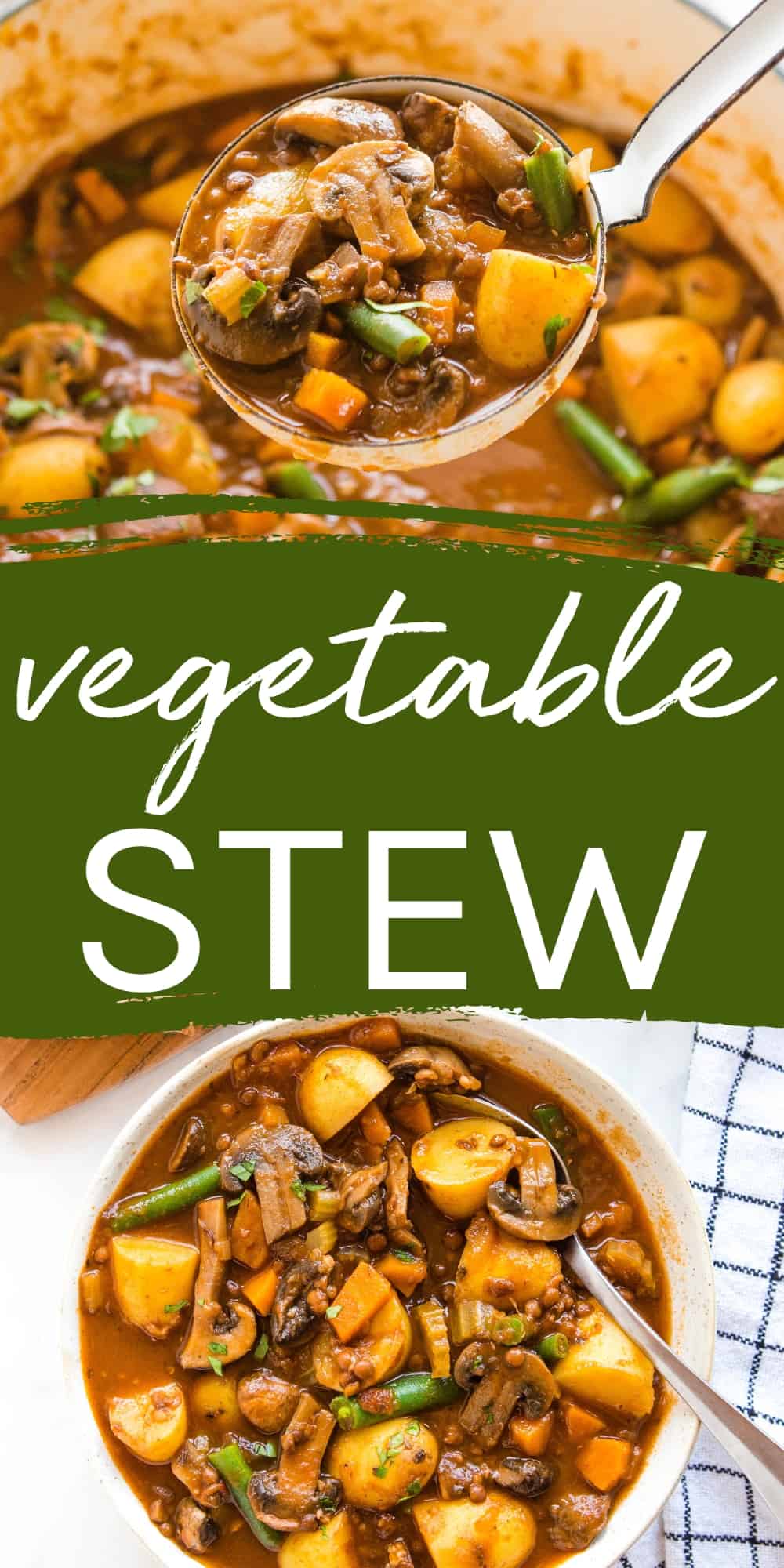 This Vegetable Stew is hearty and delicious, and packed with healthy veggies and lentils! A super filling vegetarian comfort food meal that's ready in under an hour! Recipe from thebusybaker.ca! #vegetablestew #vegetarianstew #vegetarianmeal #soup #stew #healthycomfortfood #comfortfood #healthy #plantbased #vegan #easytomake via @busybakerblog