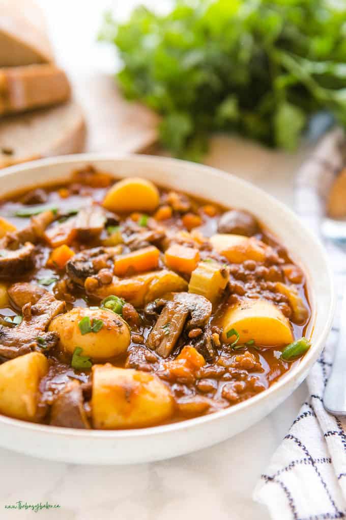 closeup image: bowl of vegetable stew 