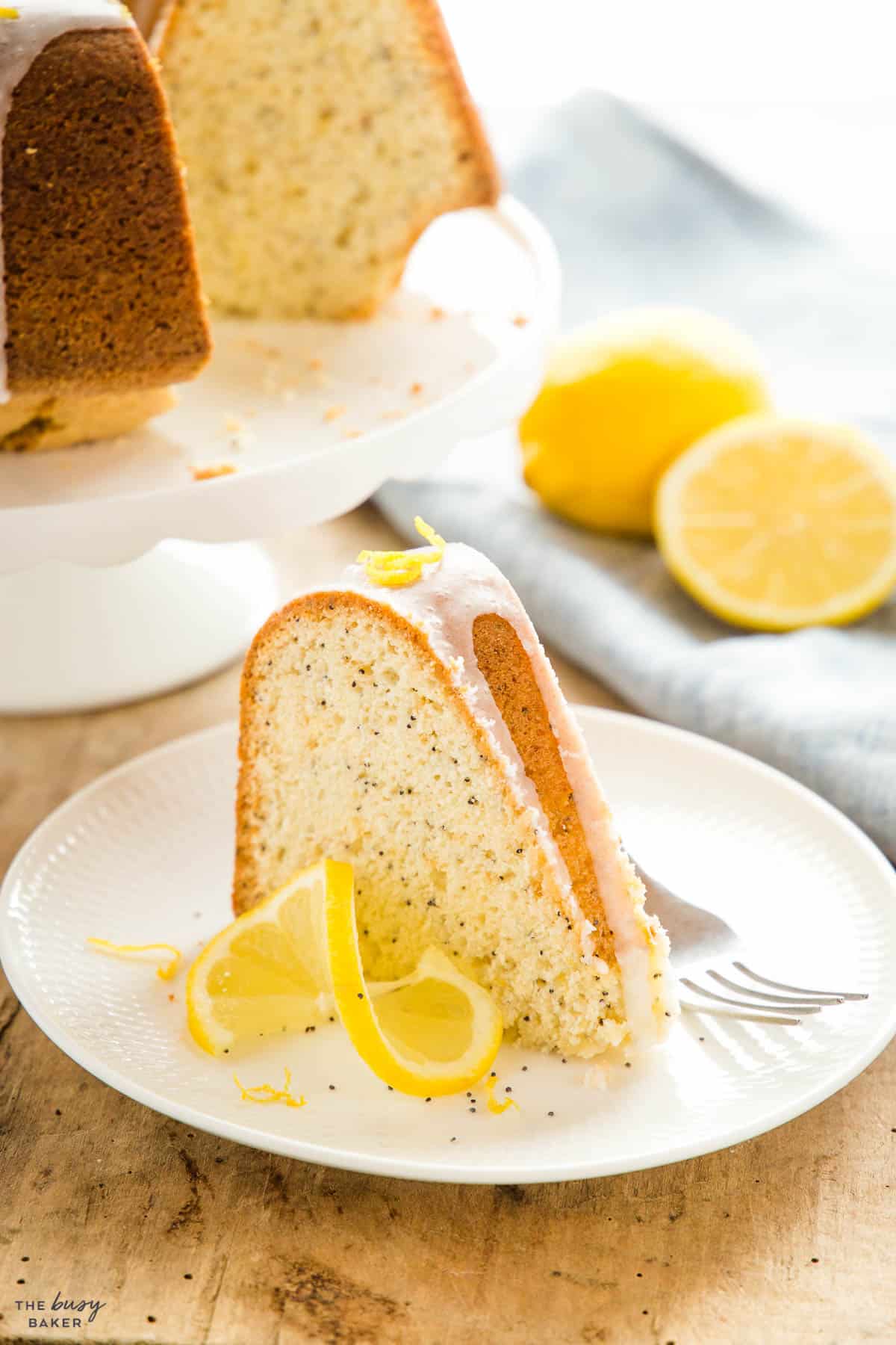 slice of lemon poppy seed cake