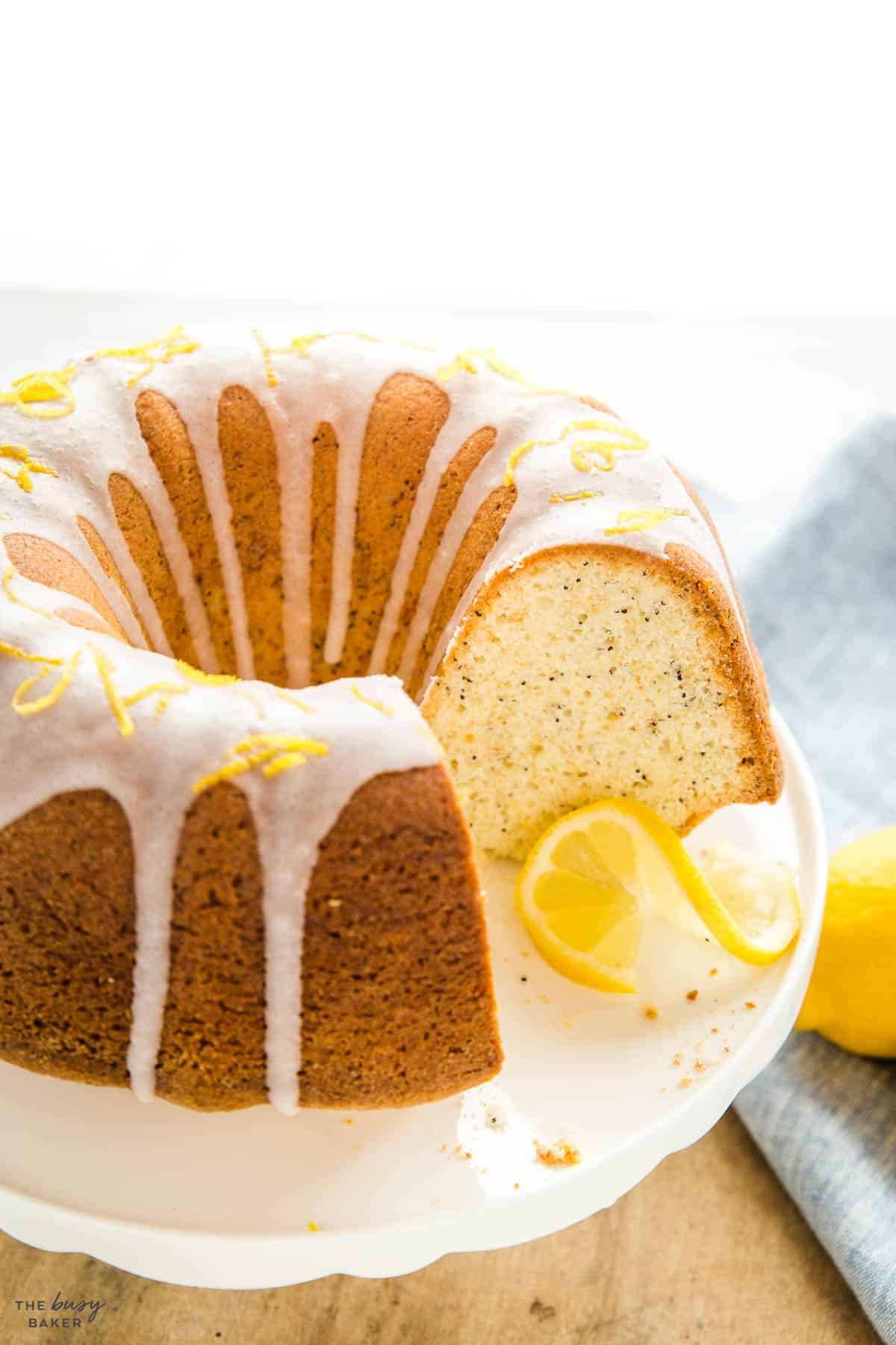lemon poppy seed cake with lemon glaze