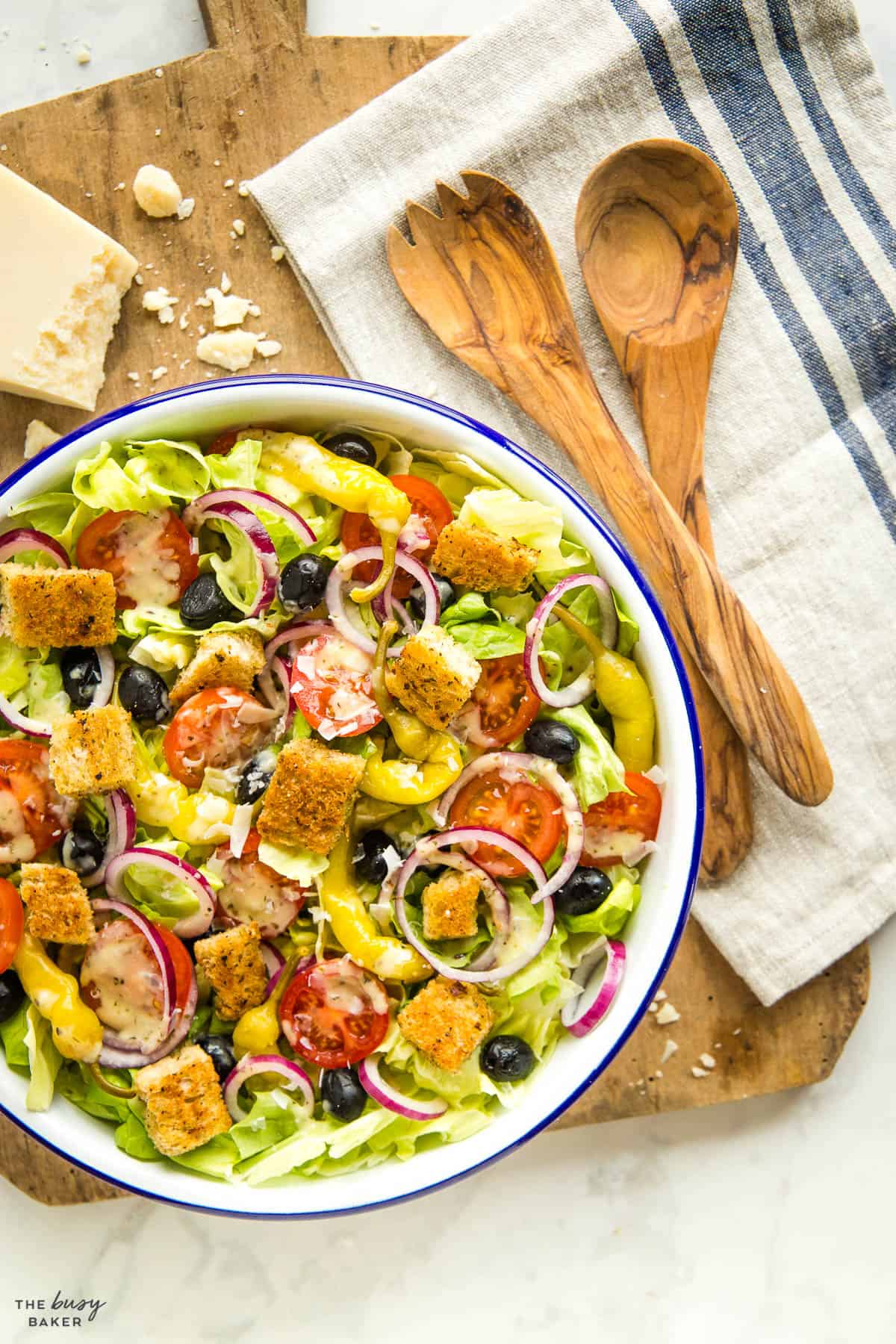 overhead image: italian salad
