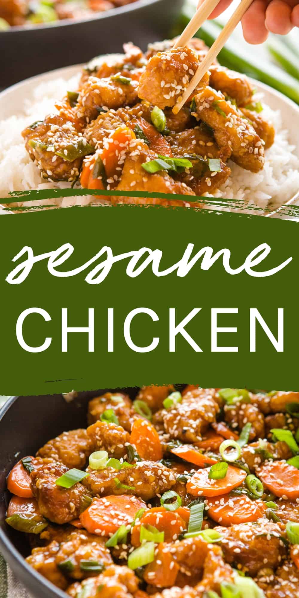 This Sesame Chicken Recipe is better than take-out! Simple crispy chicken & stir fry veggies in a sweet and savoury sauce! Ready in 30 minutes! Recipe from thebusybaker.ca! #sesamechicken #easysesamechicken #takeoutrecipe #easyweeknightmeal #asianstyle #stirfry via @busybakerblog