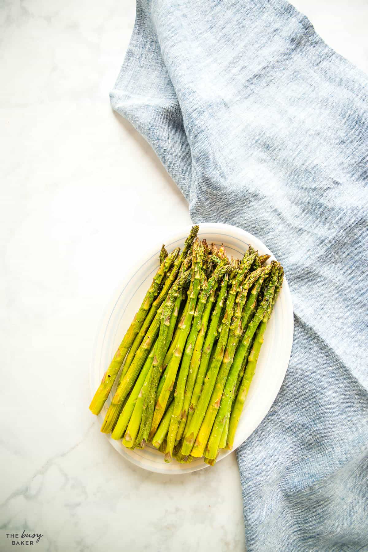 asparagus on a white platter