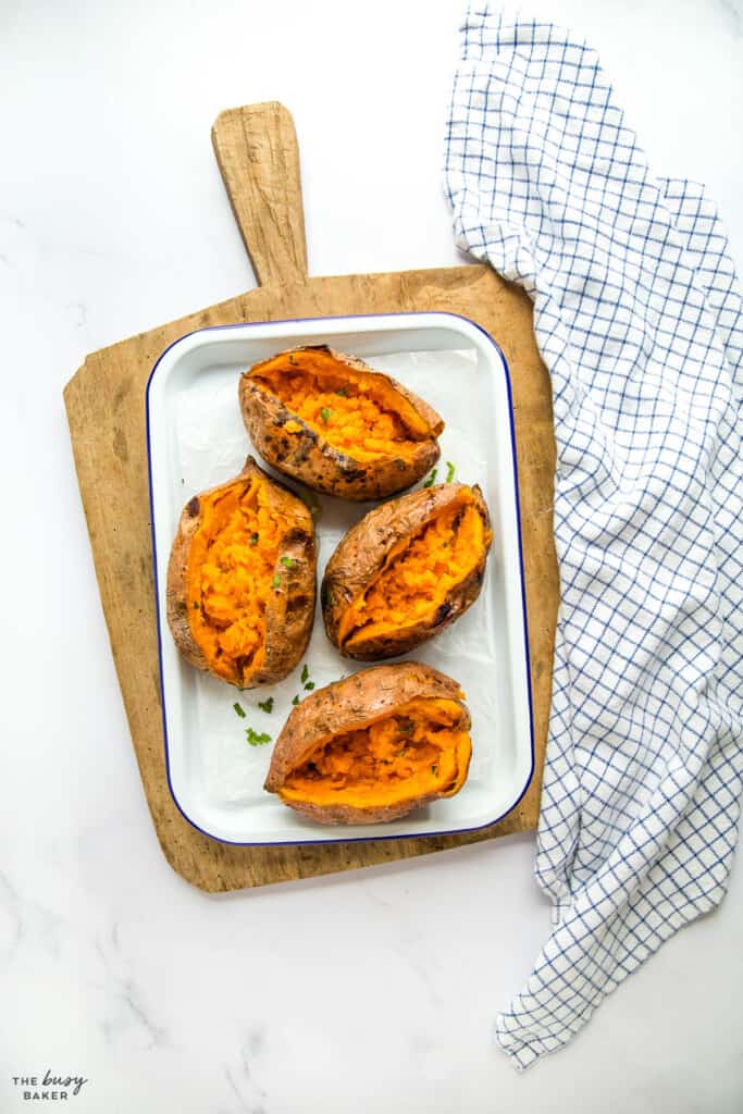 Air Fryer Baked Sweet Potatoes - The Busy Baker