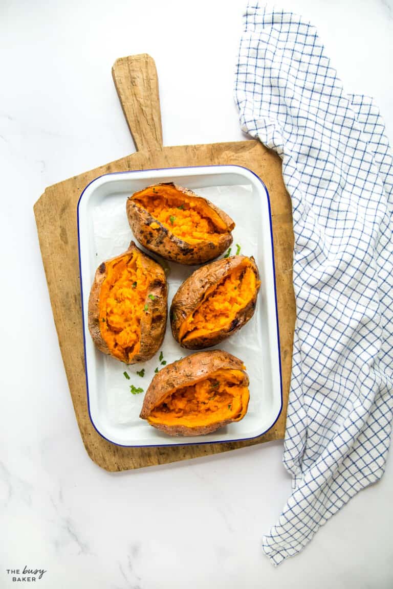 Air Fryer Baked Sweet Potatoes - The Busy Baker