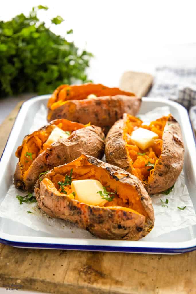 Air Fryer Baked Sweet Potatoes - The Busy Baker