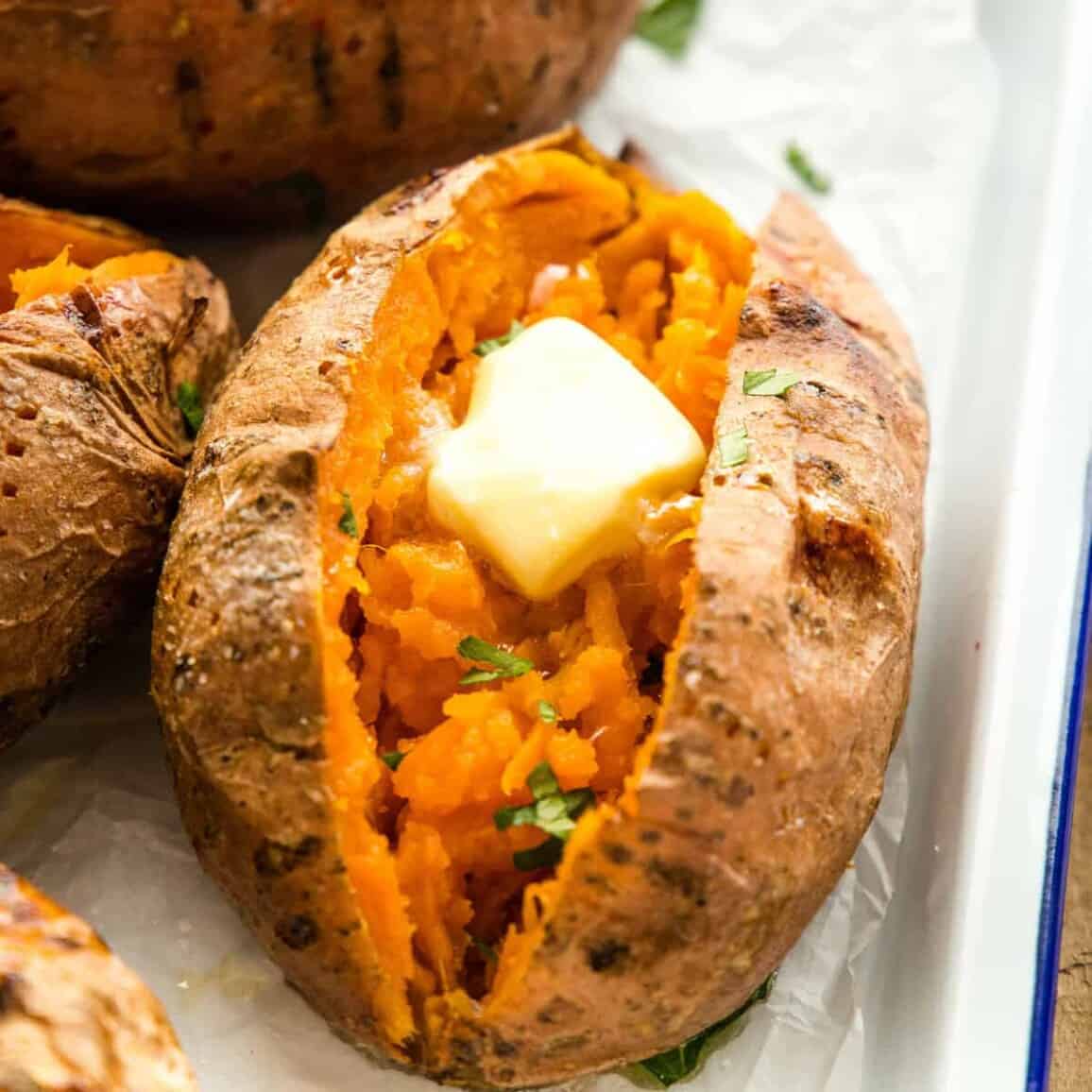 Air Fryer Baked Sweet Potatoes - The Busy Baker