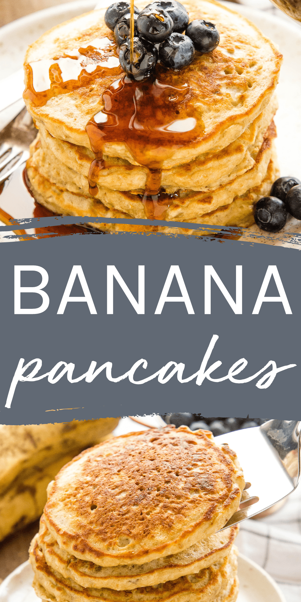 This Banana Pancakes Recipe is the best healthy breakfast made with whole grain oats and mashed bananas. Crispy and golden on the outside and fluffy on the inside. Ready in minutes and perfect for meal prep! Recipe from thebusybaker.ca! #bananapancakes #easybananapancakes #easypancakerecipe #bananapancakerecipe #healthypancakes #healthy #easybreakfast #breakfastrecipe via @busybakerblog